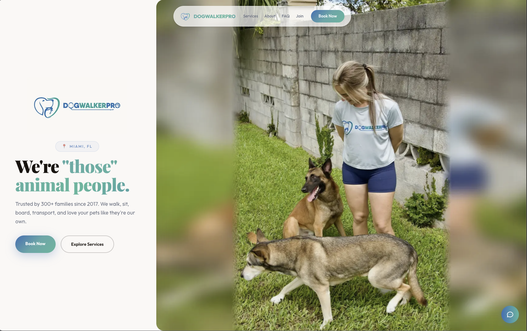 DogWalkerPro fully branded marketing website with online booking