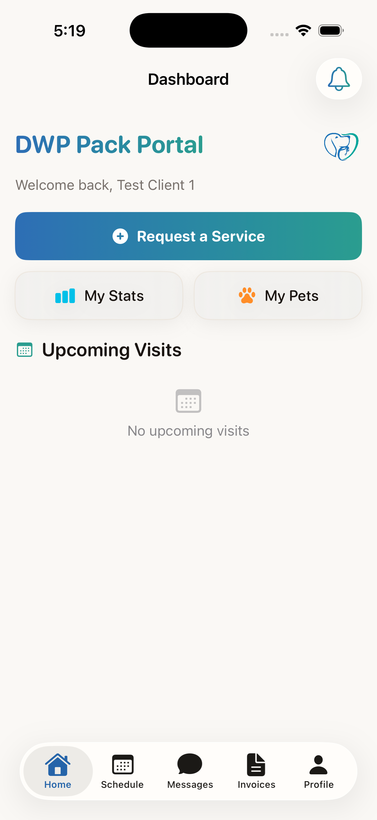 iOS App client dashboard